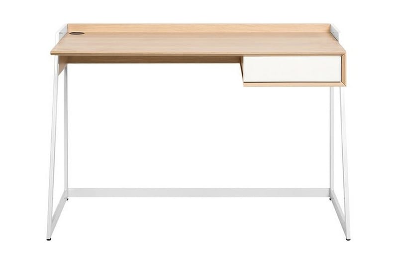 Quickborn Skrivebord 120 cm med Oppbevaringsskuff - Hvit/Lysebrun - Skrivebord