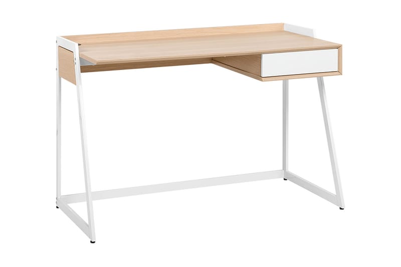 Quickborn Skrivebord 120 cm med Oppbevaringsskuff - Hvit/Lysebrun - Møbler - Bord - Kontorbord - Skrivebord
