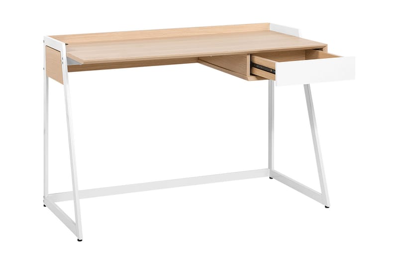 Quickborn Skrivebord 120 cm med Oppbevaringsskuff - Hvit/Lysebrun - Møbler - Bord - Kontorbord - Skrivebord