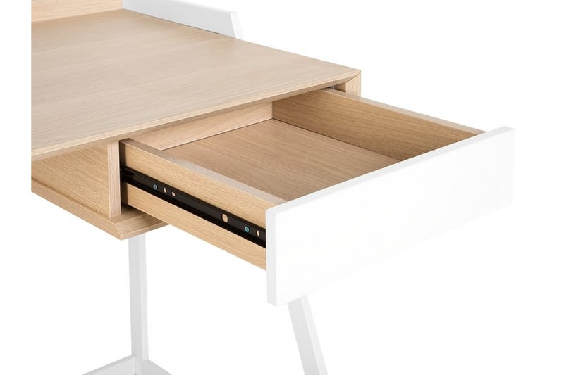 Quickborn Skrivebord 120 cm med Oppbevaringsskuff - Hvit/Lysebrun - Møbler - Bord - Kontorbord - Skrivebord