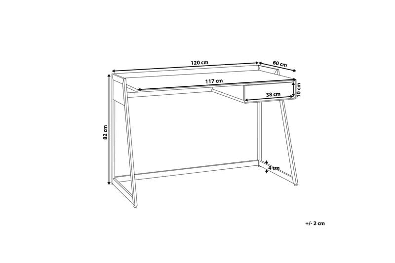 Quickborn Skrivebord 120 cm med Oppbevaringsskuff - Hvit/Lysebrun - Møbler - Bord - Kontorbord - Skrivebord