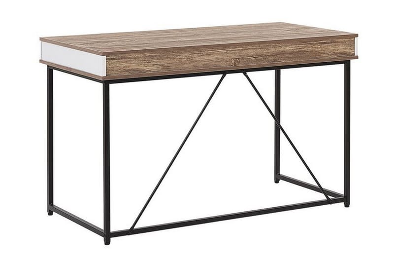 Quivoz Skrivebord 120 cm med Oppbevaring 3 Skuffer - Lysebrun/Hvit/Svart - Møbler - Bord - Kontorbord - Skrivebord