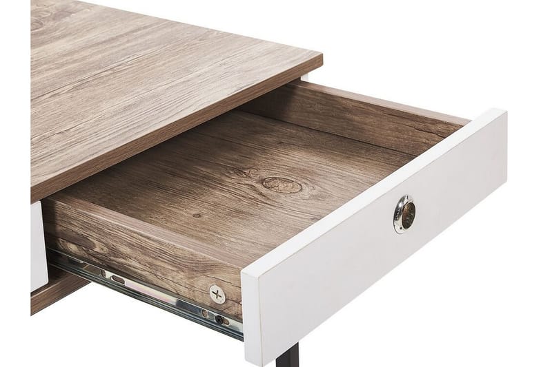 Quivoz Skrivebord 120 cm med Oppbevaring 3 Skuffer - Lysebrun/Hvit/Svart - Møbler - Bord - Kontorbord - Skrivebord
