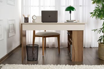 Regar Skrivebord 130x72x120 cm - Cashmere og Walnut - Møbler - Bord - Kontorbord - Skrivebord - Hjørneskrivebord