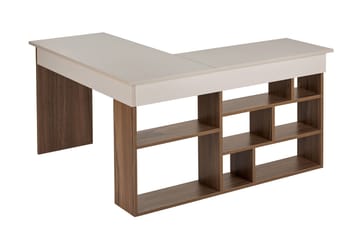 Regar Skrivebord 130x72x120 cm - Cashmere og Walnut - Møbler - Bord - Kontorbord - Skrivebord - Hjørneskrivebord