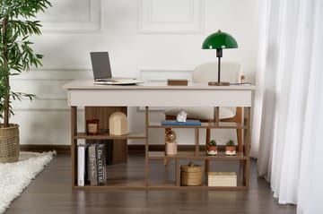 Regar Skrivebord 130x72x120 cm - Cashmere og Walnut - Møbler - Bord - Kontorbord - Skrivebord - Hjørneskrivebord