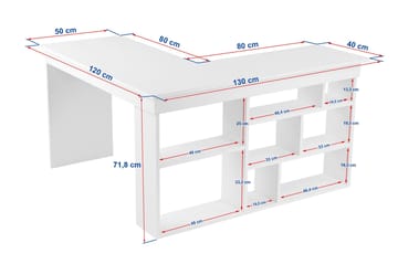 Regar Skrivebord 130x72x120 cm - Cashmere og Walnut - Møbler - Bord - Kontorbord - Skrivebord - Hjørneskrivebord