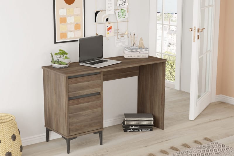 Ressaca Skrivebord 120x75x120 cm med oppbevaring - Brun - Skrivebord