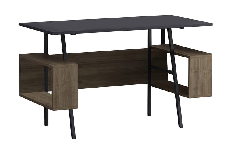 Rhederborg Skrivebord 120x73,8x120 cm med oppbevaring - Antrasitt/Brun - Skrivebord