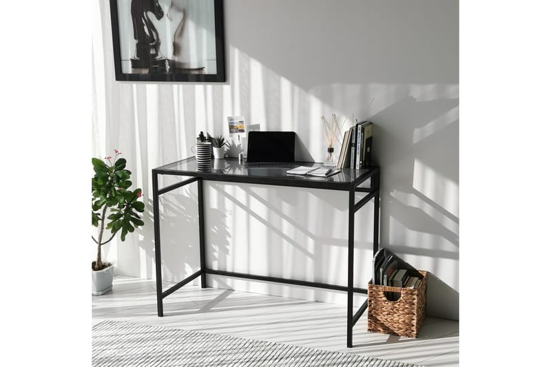 Sabani Skrivebord 100 cm - Glass/Røykfarget/Svart - Skrivebord