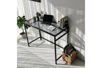 Sabani Skrivebord 100 cm - Glass/Røykfarget/Svart - Møbler - Bord - Kontorbord - Skrivebord