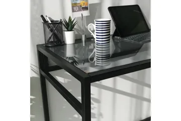 Sabani Skrivebord 100 cm - Glass/Røykfarget/Svart - Møbler - Bord - Kontorbord - Skrivebord