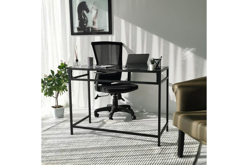 Sabani Skrivebord 100 cm - Glass/Røykfarget/Svart - Møbler - Bord - Kontorbord - Skrivebord