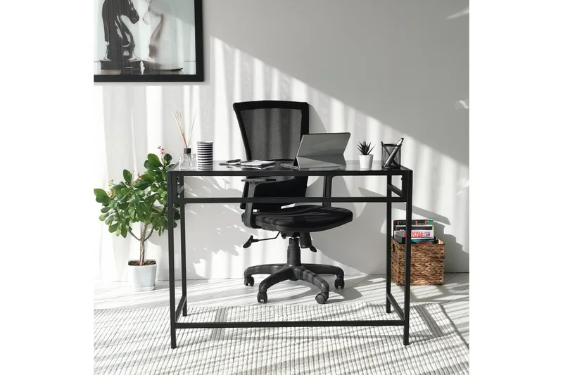 Sabani Skrivebord 100 cm - Glass/Røykfarget/Svart - M øbler - Bord - Kontorbord - Skrivebord