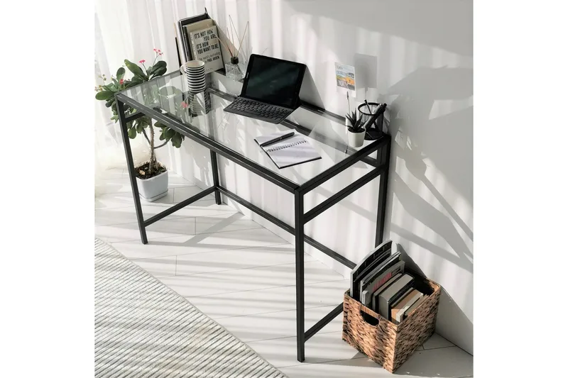 Sabani Skrivebord 100 cm - Glass/Svart - Møbler - Bord - Kontorbord - Skrivebord