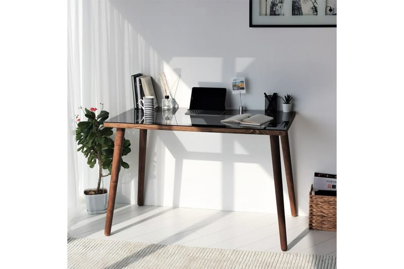 Sabani Skrivebord 110 cm - Glass/Valnøttbrun - Skrivebord