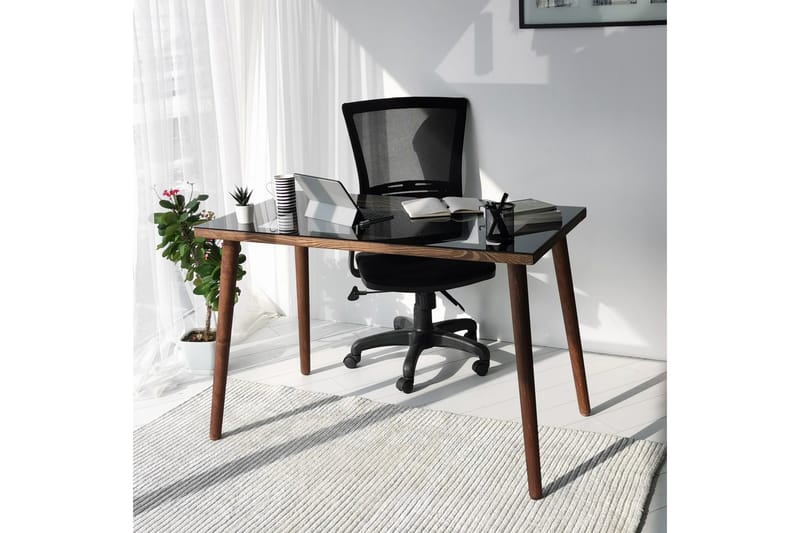 Sabani Skrivebord 110 cm - Glass/Valnøttbrun - Skrivebord