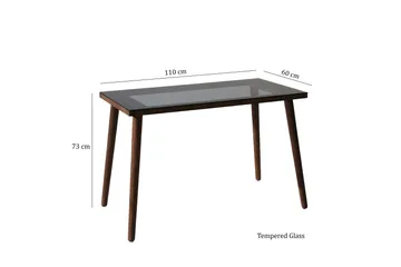 Sabani Skrivebord 110 cm - Glass/Valnøttbrun - Møbler - Bord - Kontorbord - Skrivebord