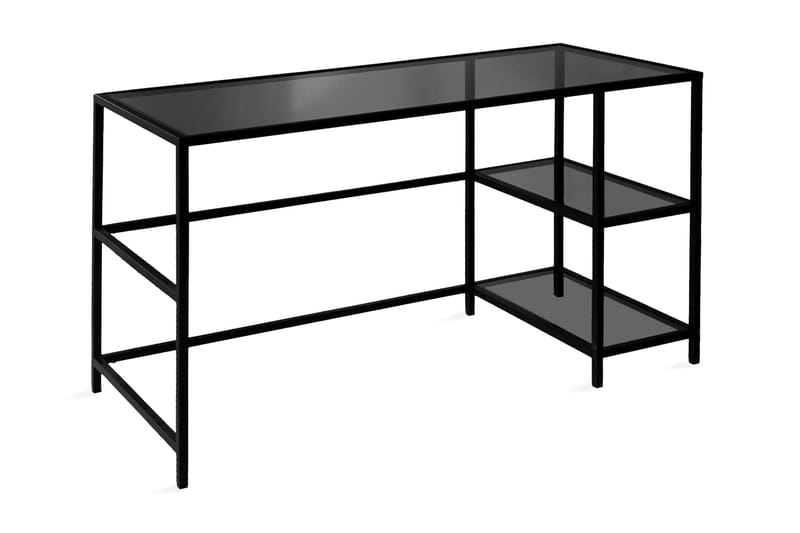 Sabani Skrivebord 130 cm med Oppbevaring 2 Hyller - Glass/Røykfarget/Svart - Skrivebord