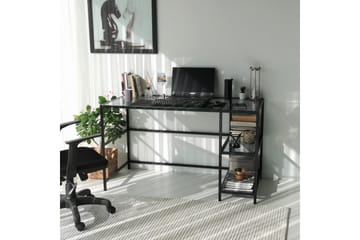 Sabani Skrivebord 130 cm med Oppbevaring 2 Hyller - Glass/Røykfarget/Svart - Møbler - Bord - Kontorbord - Skrivebord