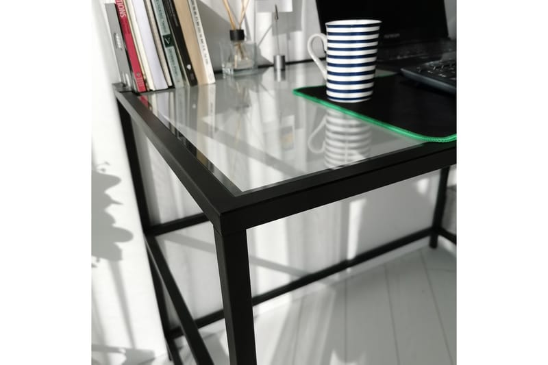 Sabani Skrivebord 130 cm med Oppbevaring 2 Hyller - Glass/Svart - Skrivebord