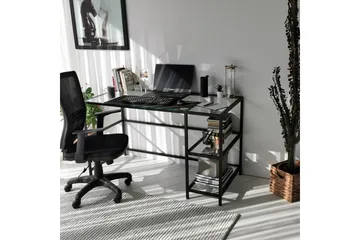 Sabani Skrivebord 130 cm med Oppbevaring 2 Hyller - Glass/Svart - Møbler - Bord - Kontorbord - Skrivebord