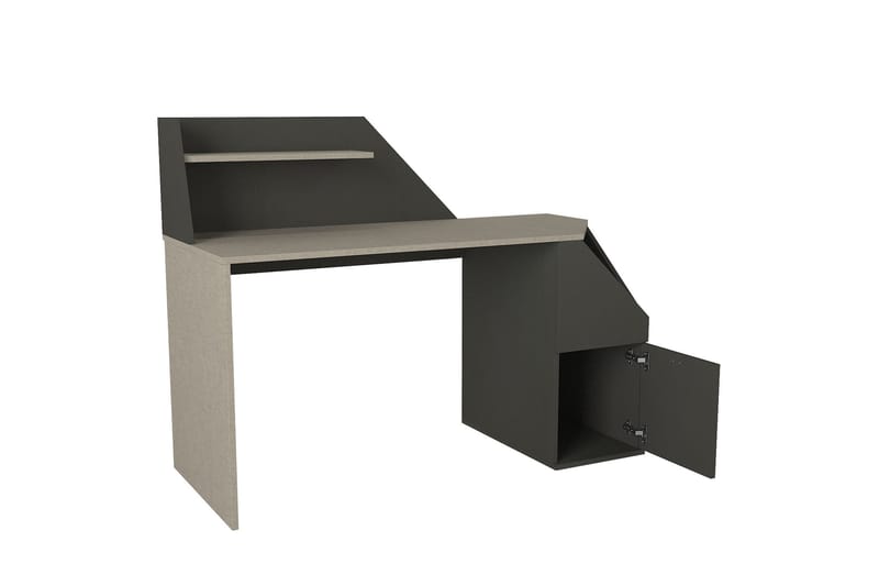 Samtens Skrivebord 140 cm med Oppbevaring Hyller + Skap - Antrasitt - Skrivebord