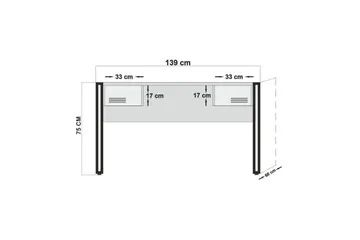 Sapphira Skrivebord 139 cm med Oppbevaring 2 Skuffer - Tre/Svart - Møbler - Bord - Kontorbord - Skrivebord
