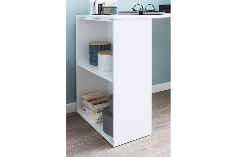 Shuping Skrivebord 120 cm med Oppbevaringshyller - Hvit - Møbler - Bord - Kontorbord - Skrivebord