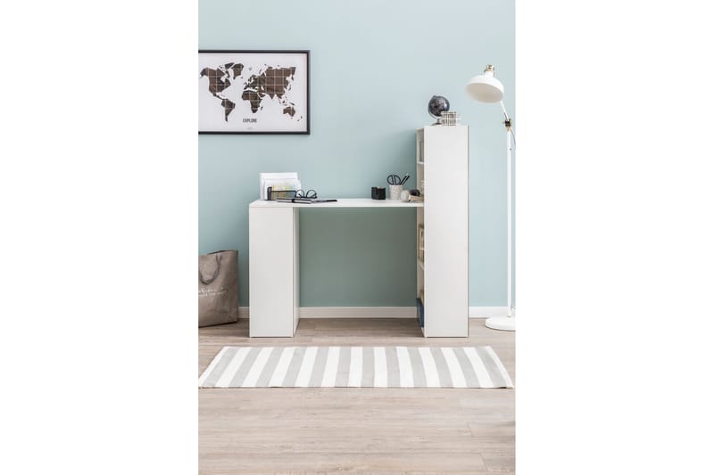 Shuping Skrivebord 120 cm med Oppbevaringshyller - Hvit - Møbler - Bord - Kontorbord - Skrivebord