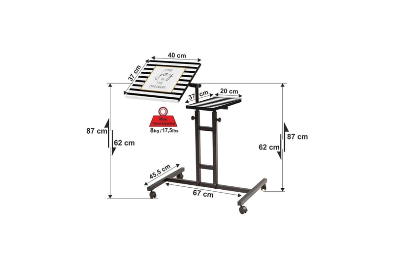 Similton StåSkrivebord 67 cm Text Randig - Svart - Møbler - Bord - Kontorbord - Skrivebord - Hev og senkbart skrivebord