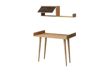 Skaberg Skrivebord 100 cm med Oppbevaring Vegghylle - Grå/Tre - Møbler - Bord - Kontorbord - Skrivebord