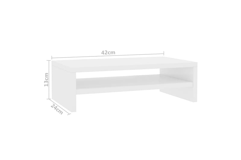 Skjermstativ høyglans hvit 42x24x13 cm sponplate - Hvit - Skrivebord