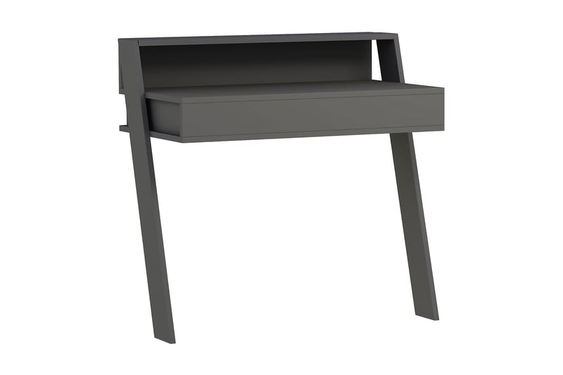 Skoved Skrivebord 94 cm med Oppbevaringsskuff + Hylle, Grå