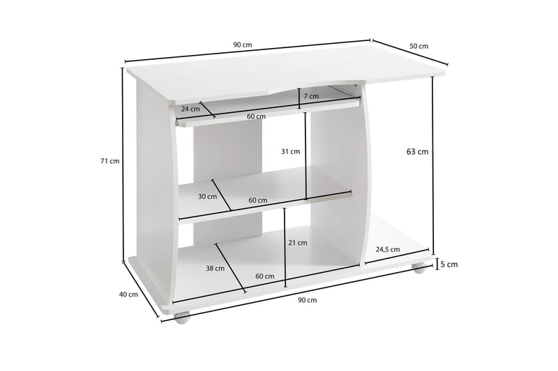 Skrivbord & datorbord Wohnling Vit - Møbler - Bord - Kontorbord - Skrivebord