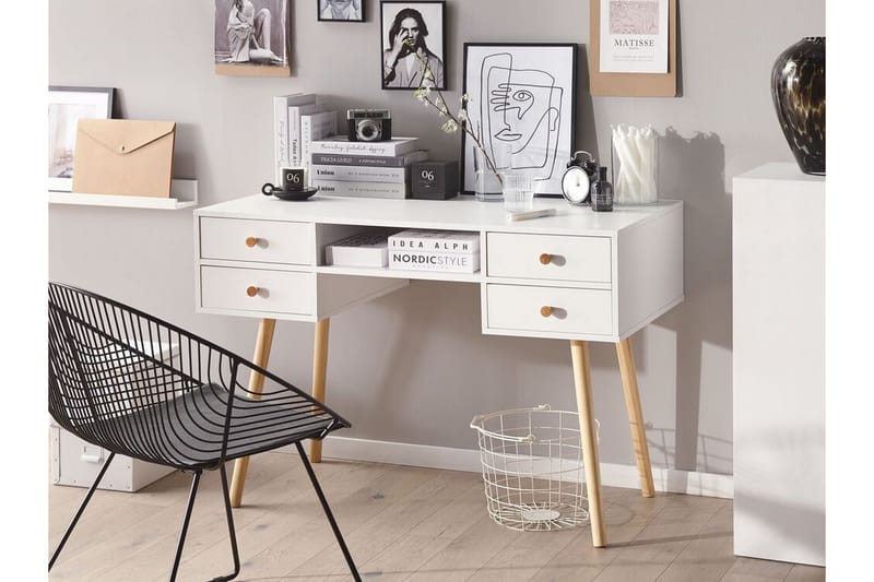 Skrivebord 110 x 55 cm Hvit LEVIN - Hvit - Møbler - Bord - Kontorbord - Skrivebord