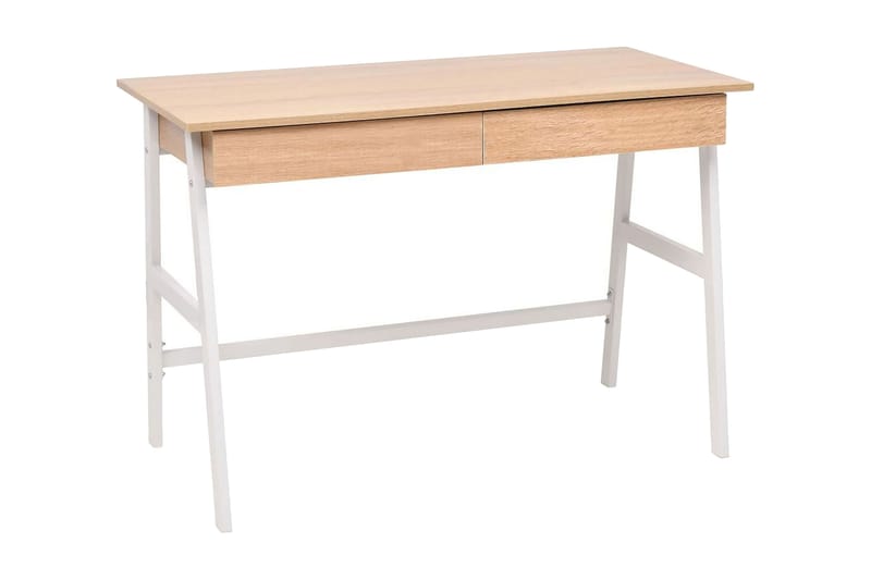 Skrivebord 110x55x75 cm eik og hvit - Møbler - Bord - Kontorbord - Skrivebord