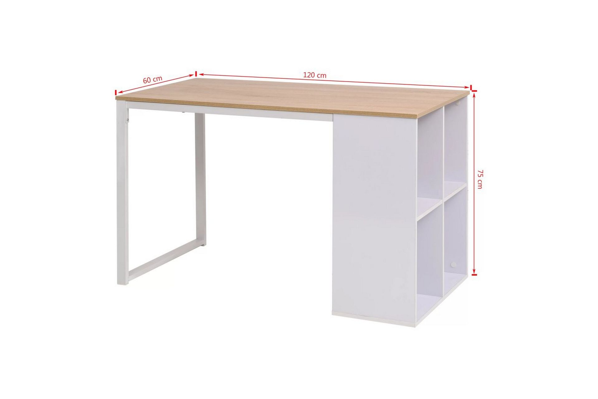 Skrivebord 120x60x75 cm eik og hvit - Møbler - Bord - Kontorbord - Skrivebord