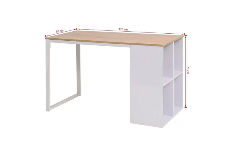 Skrivebord 120x60x75 cm eik og hvit - Møbler - Bord - Kontorbord - Skrivebord
