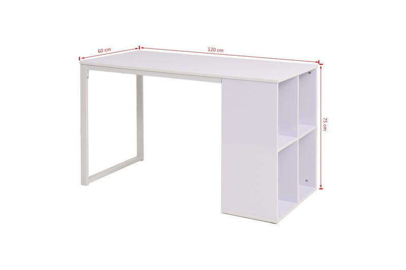 Skrivebord 120x60x75 cm hvit - Skrivebord