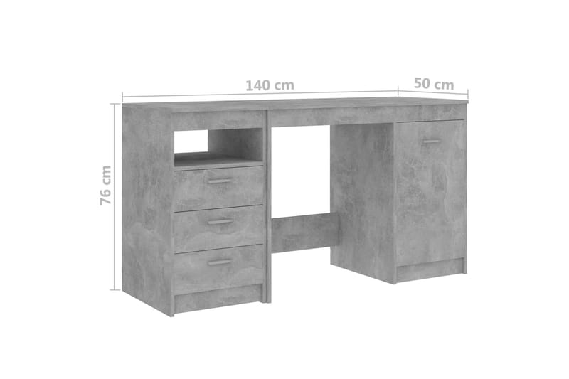 Skrivebord betonggrå 140x50x76 cm sponplate - Skrivebord