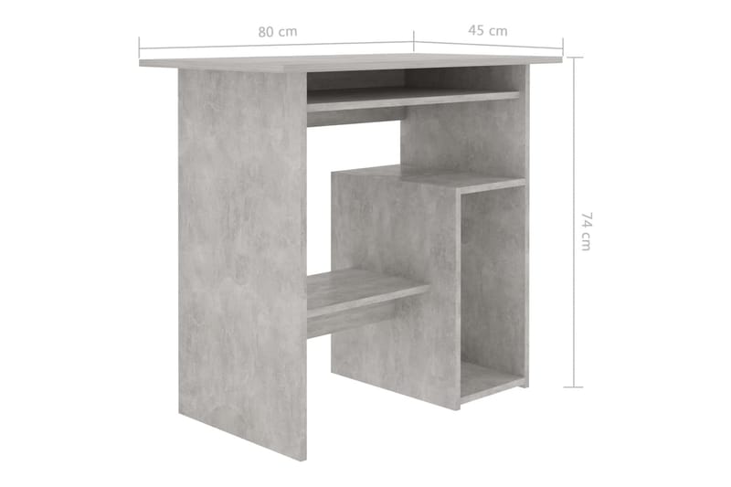 Skrivebord betonggrå 80x45x74 cm sponplate - Møbler - Bord - Kontorbord - Skrivebord