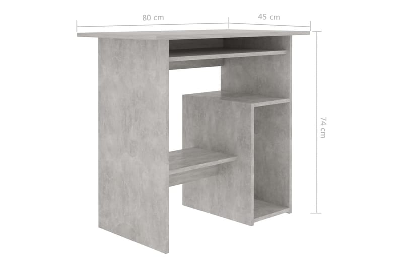 Skrivebord betonggrå 80x45x74 cm sponplate - Skrivebord
