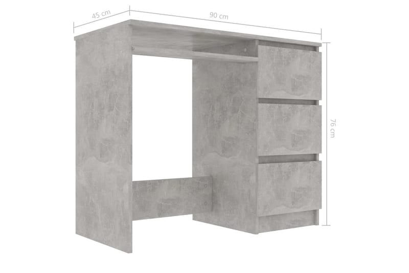 Skrivebord betonggrå 90x45x76 cm sponplate - Grå - Møbler - Bord - Kontorbord - Skrivebord