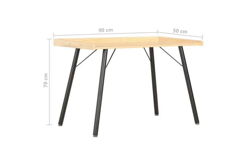 Skrivebord eik 90x50x79 cm - Brun - Skrivebord