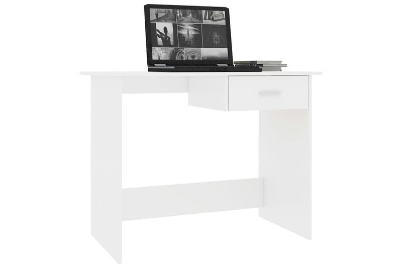 Skrivebord høyglans hvit 100x50x76 cm sponplate - Hvit - Skrivebord
