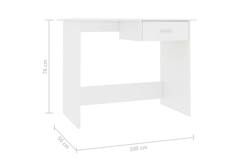 Skrivebord høyglans hvit 100x50x76 cm sponplate - Hvit - Skrivebord