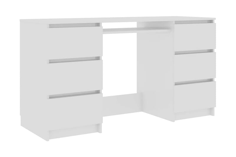 Skrivebord høyglans hvit 140x50x77 cm sponplate - Hvit - Møbler - Bord - Kontorbord - Skrivebord