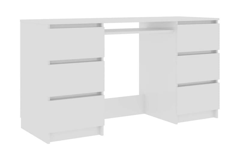 Skrivebord høyglans hvit 140x50x77 cm sponplate - Hvit - Skrivebord