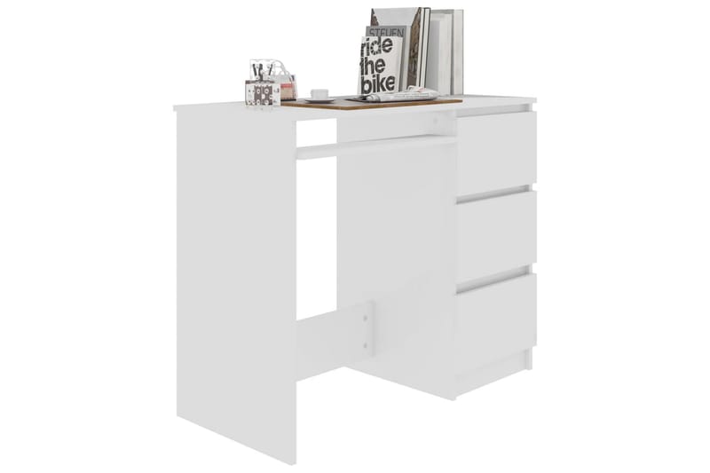 Skrivebord høyglans hvit 90x45x76 cm sponplate - Hvit - Skrivebord